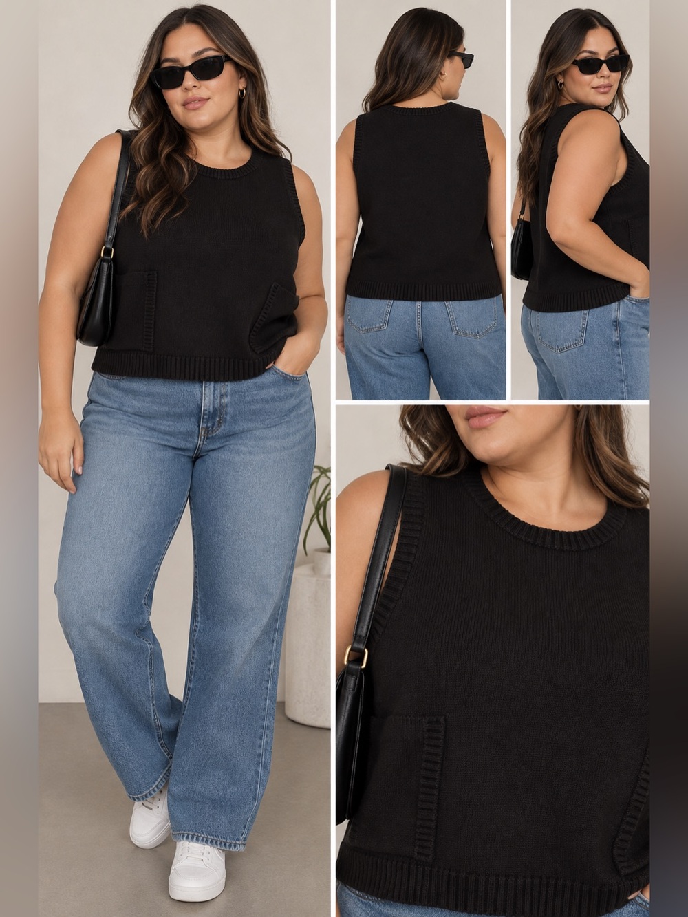 Lauren Ralph Lauren Black Cotton Knit Sleeveless Tank XXL